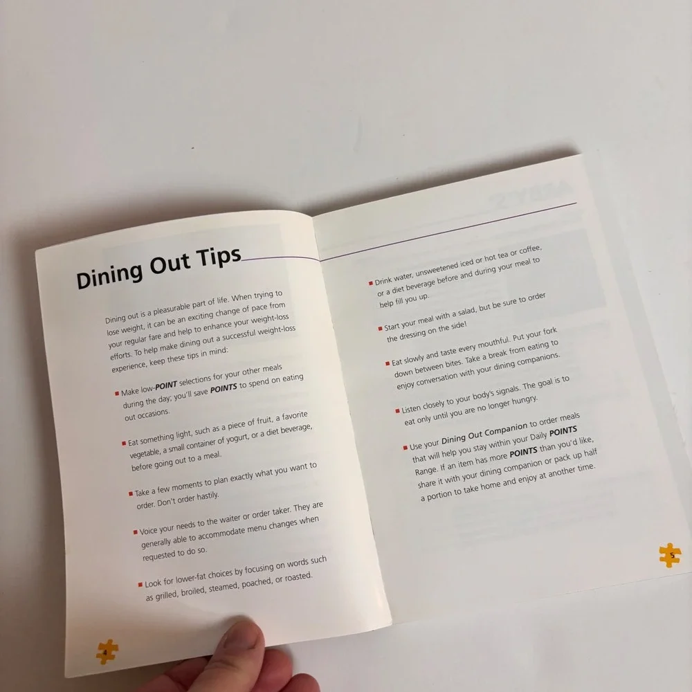 Weight Watchers Dining Out Companion Restaurant Points Guide‎ Booklet Vintage